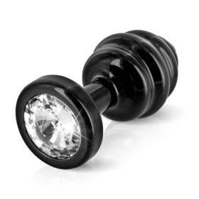   Diogol Anni - fehér köves anál bordázott dildó - fekete - (3cm)