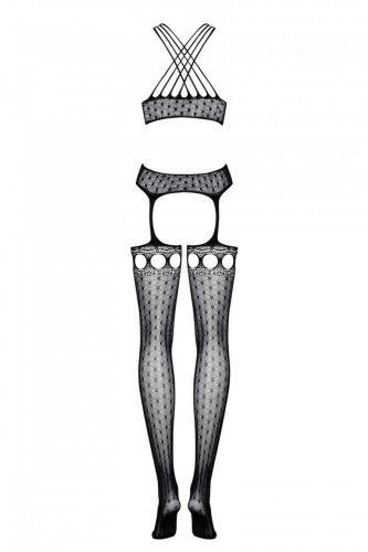 Obsessive G313 - fűzős, sokpántos csipke szett - fekete (S-L)