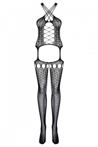 Obsessive G313 - fűzős, sokpántos csipke szett - fekete (S-L)