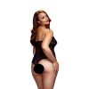 BACI Plus Size - nyakpántos, áttetsző body- fekete (XL-XXL)