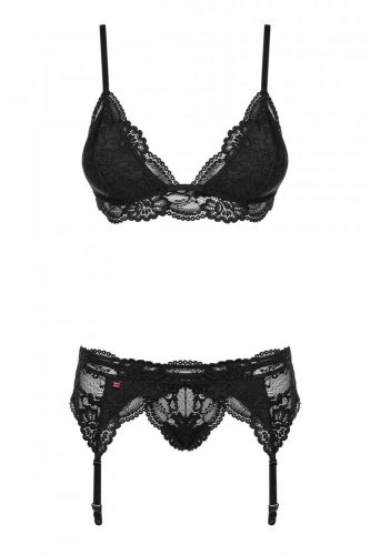 Obsessive 810-SEG-1 - csipkés fehérnemű szett (fekete)