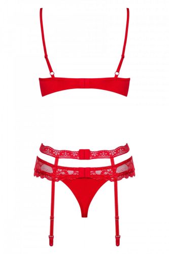 Obsessive Heartina - virágos fehérnemű szett szíves dísszel (piros)