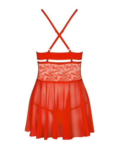 Obsessive 838-BAB-3 - pikáns csipkés babydoll tangával (piros)