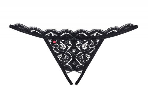 Obsessive 831-THC-1 - apró masnnis nyitott csipke tanga (fekete)