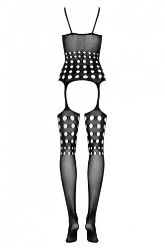 Obsessive G310 Plus Size - pöttyös-lyukacsos necc szett - fekete (XL-XXL)