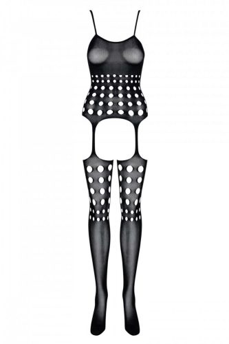 Obsessive G310 Plus Size - pöttyös-lyukacsos necc szett - fekete (XL-XXL)