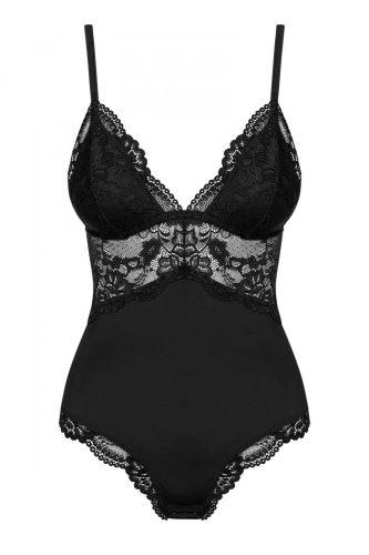 Obsessive 810-TED-1 - csipkével díszített, rugalmas body (fekete)