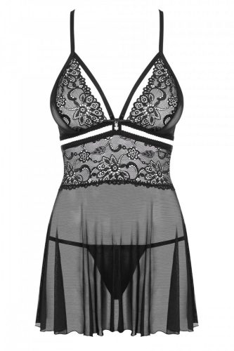 Obsessive 838-BAB-1 - áttetsző,pikáns csipkés babydoll tangával (fekete)